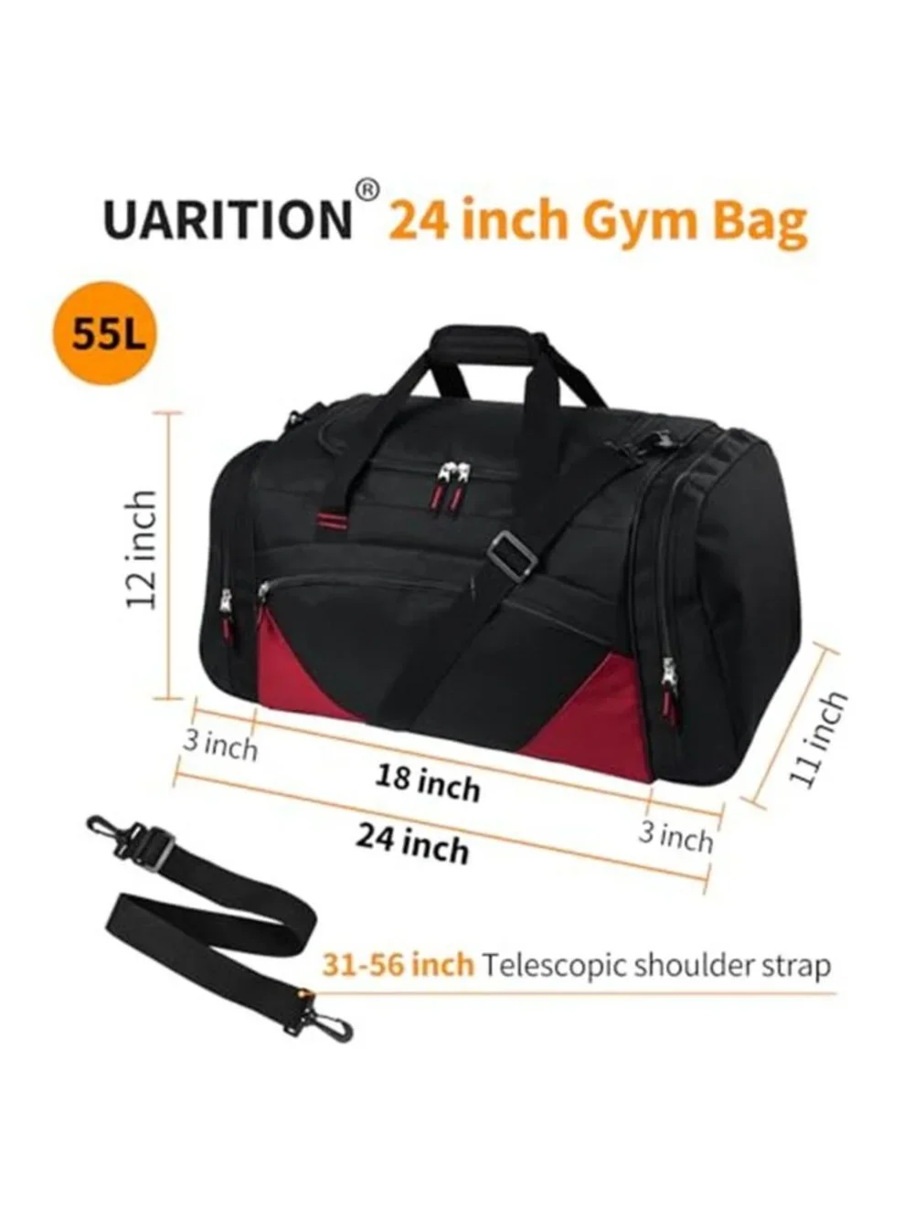 Gym Duffle Bag 55L Large Travel Bag Workout Sports Overnight Weekend Carry